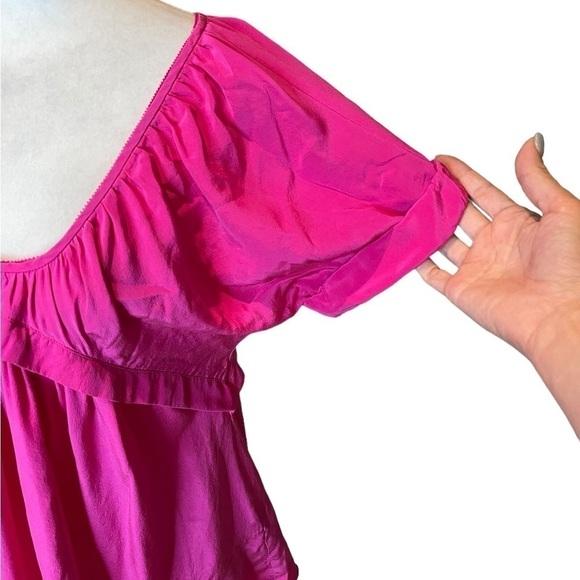 Rebecca Taylor Pink Silk Babydoll Blouse Y2K size small (2) short sleeves - Picture 6 of 14